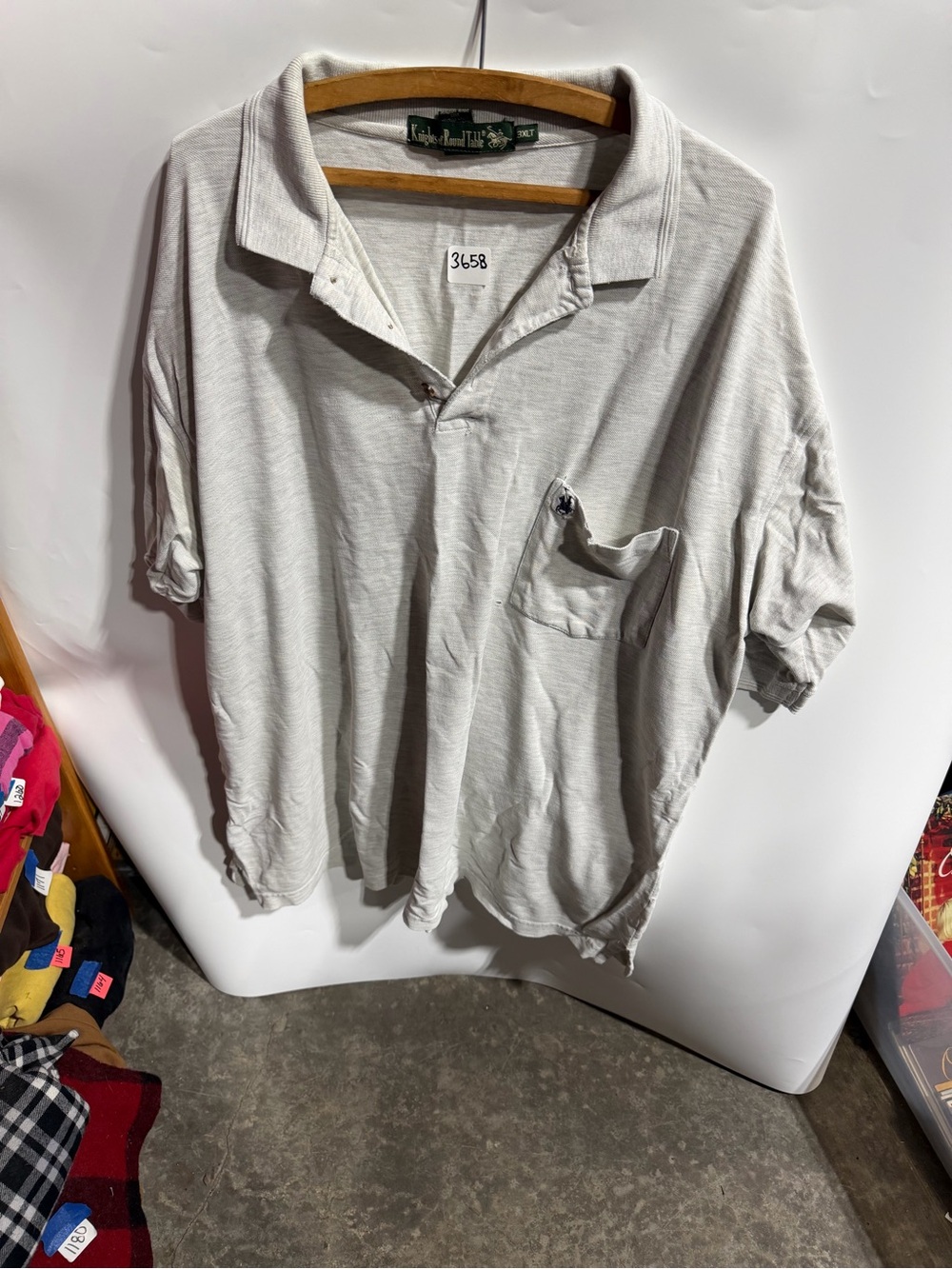 #3658-Men's Light Gray Polo Shirt with Chest Pocket - Casual Essential